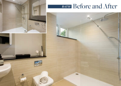 Professionally staged home by Beau Property Home Staging before and after. Show home bathroom featuring bathroom accessories