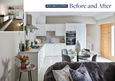 Professionally staged home by Beau Property Home Staging before and after comparison. Show home kitchen