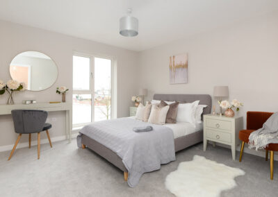 Professionally staged home by Beau Property Home Staging. Show home masterbedroom