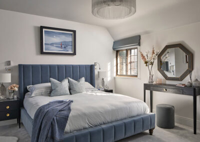 East Sussex country home professionally staged home by Beau Property Home Staging. Show home master bedroom staged using colour matched furniture