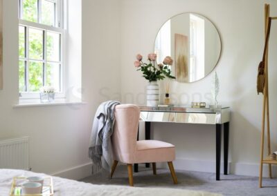 Professionally staged home by Beau Property Home Staging. Show home bedroom with dressing table